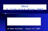 DDoS A look back from 2003 Dave Dittrich The Information School / Computing & Communications University of Washington I2 DDoS Workshop - August 6/7 2003.