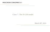 MACROECONOMICS I March 28 th, 2014 Class 7. The IS-LM model.