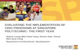 EVALUATING THE IMPLEMENTATION OF CDIO PROGRAMS AT SINGAPORE POLYTECHNIC: THE FIRST YEAR Helene Leong-Wee Kwee Huay, Dennis Sale, Cheryl Wee Soon Peng Department.