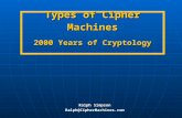 Types of Cipher Machines 2000 Years of Cryptology Types of Cipher Machines 2000 Years of Cryptology Ralph Simpson Ralph@CipherMachines.com.