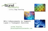 Leading Edge Routing MPLS Enhancements to Support Layer 2 Transport Services Jeremy Brayley jbrayley@laurelnetworks.com.