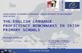 DEVELOPING ‘ACADEMIC LANGUAGE’ FROM PRIMARY TO SECONDARY EDUCATION THE ENGLISH LANGUAGE PROFICIENCY BENCHMARKS IN IRISH PRIMARY SCHOOLS Bronagh Ćatibušić.