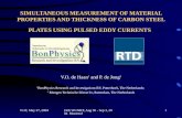 V1.0; May 27, 200416th WCNDT, Aug 30 - Sep 3, 2004 Montreal 1 SIMULTANEOUS MEASUREMENT OF MATERIAL PROPERTIES AND THICKNESS OF CARBON STEEL PLATES USING.
