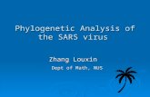 Phylogenetic Analysis of the SARS virus Zhang Louxin Dept of Math, NUS Dept of Math, NUS.