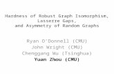 Hardness of Robust Graph Isomorphism, Lasserre Gaps, and Asymmetry of Random Graphs Ryan O’Donnell (CMU) John Wright (CMU) Chenggang Wu (Tsinghua) Yuan.