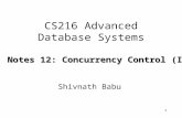 1 CS216 Advanced Database Systems Shivnath Babu Notes 12: Concurrency Control (II)