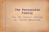 The Percussion Family For the Concert Setting By: Nicole Morrissey.