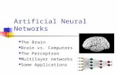 Artificial Neural Networks The Brain Brain vs. Computers The Perceptron Multilayer networks Some Applications.