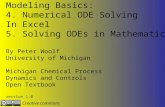 Modeling Basics: 4. Numerical ODE Solving In Excel 5. Solving ODEs in Mathematica By Peter Woolf University of Michigan Michigan Chemical Process Dynamics.