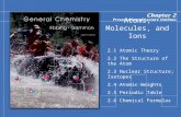 Atoms, Molecules, and Ions 2.1 Atomic Theory 2.2 The Structure of the Atom 2.3 Nuclear Structure; Isotopes 2.4 Atomic Weights 2.5 Periodic Table 2.6 Chemical.