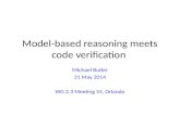 Model-based reasoning meets code verification Michael Butler 21 May 2014 WG 2.3 Meeting 55, Orlando.