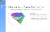 Chapter 14 – Partial Derivatives 14.4 Tangent Planes & Linear Approximations 1 Objectives:  Determine how to approximate functions using tangent planes.