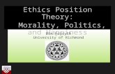 Ethics Position Theory: Morality, Politics, and Happiness Don Forsyth University of Richmond.