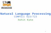 1 Natural Language Processing COMPSCI 423/723 Rohit Kate.