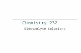 Chemistry 232 Electrolyte Solutions. Thermodynamics of Ions in Solutions  Electrolyte solutions – deviations from ideal behaviour occur at molalities.