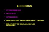 GI DRUGS ANTIDIARRHEALS LAXATIVES ANTIEMETICS DRUGS FOR INFLAMMATORY BOWEL DISEASE. TREATMENT OF IRRITABLE BOWEL SYNDROME.