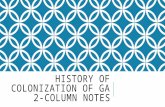 HISTORY OF COLONIZATION OF GA 2-COLUMN NOTES. COLONIES BEFORE GEORGIA o Left hand side: o England had settled 12 colonies. o “Carolina” was founded in.
