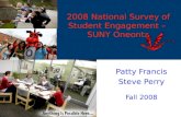 2008 National Survey of Student Engagement – SUNY Oneonta Patty Francis Steve Perry Fall 2008.