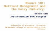 Manure 101: Nutrient Management and the Dairy Industry. Kevin Erb UW-Extension NPM Program Kevin Erb UW-Extension NPM Program University of Wisconsin -