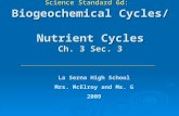 Science Standard 6d: Biogeochemical Cycles/ Nutrient Cycles Ch. 3 Sec. 3 La Serna High School Mrs. McElroy and Ms. G 2009.