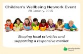 Children’s Wellbeing Network Event 28 January, 2015 Shaping local priorities and supporting a responsive market.