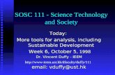 Today: More tools for analysis, including Sustainable Development Week 6, October 5, 1998 Week 6, October 5, 1998 Dr. Vincent Duffy - IEEM .