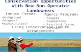 DRAKE AGRICULTURAL LAW CENTER Conservation Opportunities With New Non-Operator Landowners Tenure Trends Background Dangers? Opportunities? Agency Programs.
