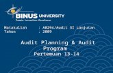 Audit Planning & Audit Program Pertemuan 13-14 Matakuliah: A0294/Audit SI Lanjutan Tahun: 2009.