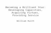 Becoming a Brilliant Star: Developing Capacities, Acquiring Virtues, Providing Service William Huitt.