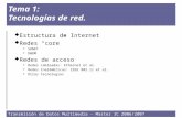 Transmisión de Datos Multimedia - Master IC 2006/2007 Tema 1: Tecnologías de red.  Estructura de Internet  Redes “core”  SONET  DWDM  Redes de acceso.