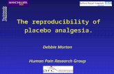 The reproducibility of placebo analgesia. Debbie Morton Human Pain Research Group.