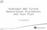 Hydrogen Pre-Operation Safety Review 4 th October 2011 Hydrogen R&D System Operational Procedures and Test Plan M Courthold.