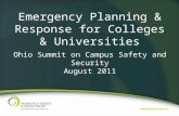 Emergency Planning & Response for Colleges & Universities Ohio Summit on Campus Safety and Security August 2011.