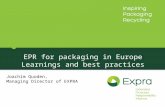 EPR for packaging in Europe Learnings and best practices Joachim Quoden, Managing Director of EXPRA.
