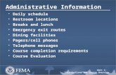 Unit 1: Introductions and Course Overview Administrative Information  Daily schedule  Restroom locations  Breaks and lunch  Emergency exit routes