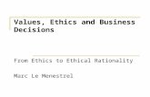 Values, Ethics and Business Decisions From Ethics to Ethical Rationality Marc Le Menestrel.