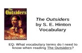 The Outsiders by S. E. Hinton Vocabulary EQ: What vocabulary terms do I need to know when reading The Outsiders?
