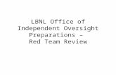 LBNL Office of Independent Oversight Preparations – Red Team Review.