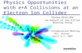 Physics Opportunities with e+A Collisions at an Electron Ion Collider Thomas Ullrich, BNL on behalf of the EIC/eA Working Group EIC Collaboration Meeting.