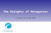 The Delights of Delegation Current as at May 2014.