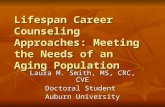 Lifespan Career Counseling Approaches: Meeting the Needs of an Aging Population Laura M. Smith, MS, CRC, CVE Doctoral Student Auburn University.