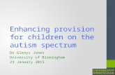 Enhancing provision for children on the autism spectrum Dr Glenys Jones University of Birmingham 23 January 2015.