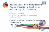 Priorities for Children & Young People’s Health & Wellbeing in Cumbria Dr Neela Shabde Clinical Director – Children Cumbria CCG Cumbria Youth Alliance.