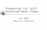 Preparing for Self-Directed Work Teams COS 4880 Bruce K. Barnard.