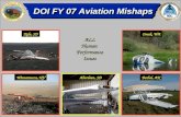 DOI FY 07 Aviation Mishaps 4 Aircraft Accidents 4 Aircraft Accidents 1 IWP 1 Serious and 2 Minor Injuries 1 Serious and 2 Minor Injuries ALL Human Performance.