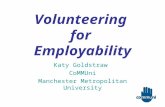 Volunteering for Employability Katy Goldstraw CoMMUni Manchester Metropolitan University.
