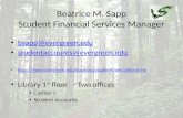 Beatrice M. Sapp Student Financial Services Manager bsapp@evergreen.edu studentaccounts@evergreen.edu