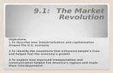 9.1: The Market Revolution Objectives: 1.To describe how industrialization and capitalization shaped the U.S. economy 2.To identify the inventions that.