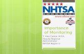 Importance of Monitoring T. Alex Cabral, M.P.A. Deputy Regional Administrator NHTSA Region 5.