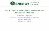 Richard Carlson Richard.carlson@science.doe.gov ASCAC meeting March 5, 2013 ASCR Small Business Innovation Research Update.